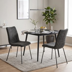 Conjunto de 2 Cadeiras de Sala de Jantar,(MESA NÃO INCLUIDA) 57 x 45 x 89 cm, Encosto Curvo, Cinzento Escuro
