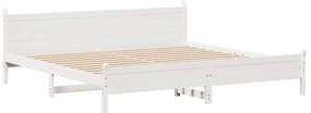 Cama sem colchão 200x200 cm madeira de pinho maciça branco