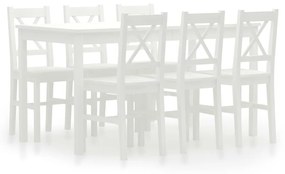 vidaXL 7 pcs conjunto de jantar em madeira de pinho branco