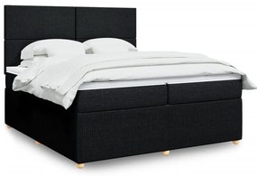 Cama com molas/colchão 200x200 cm tecido preto