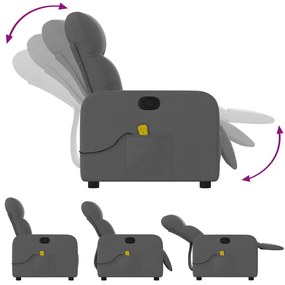 Poltrona de massagens reclinável tecido cinzento-escuro