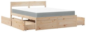 Cama com gavetas e colchão 160x200 cm pinho maciço