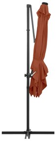 Guarda-sol jardim cantilever c/ luzes LED 250x250 cm terracotta