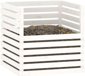 Compostor 80x80x78 cm madeira de pinho maciça branco