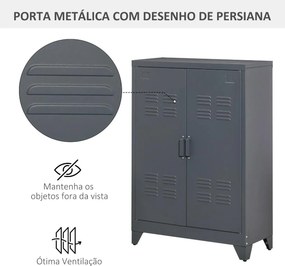 Armário de Metal de Armazenamento com Dupla Porta 2 Prateleiras com Altura Ajustável Armário Multiúso para Escritório Dormitório Garagem 75x33x110cm C