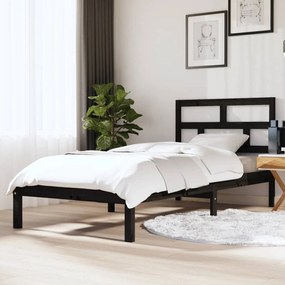 vidaXL Estrutura de cama solteiro 90x190 cm madeira maciça preto
