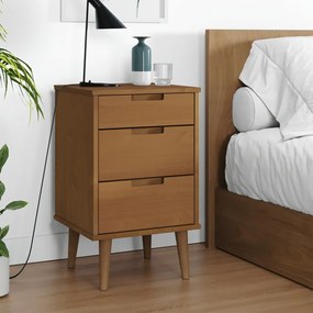 vidaXL Mesa de cabeceira MOLDE 40x35x65 cm pinho maciço castanho