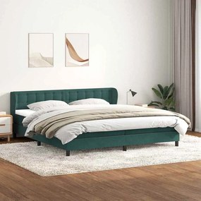 vidaXL Cama com molas colchões 200x210 cm veludo verde-escuro