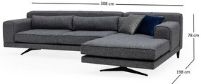Sofá de Canto Jivago – Cinzento – 308 cm x 198 cm