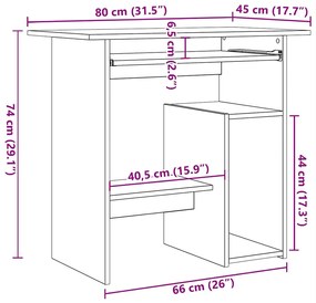 Secretária 80x45x74 cm contraplacado branco