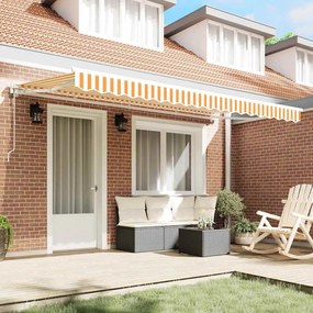 Toldo Retrátil Manual Amarelo e Branco 400x200 cm