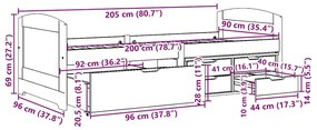 Sofá-cama com 5 gavetas sem colchão 90x200 cm IRUN branco&amp;rosa