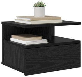 Mesa de Cabeceira Flutuante Carvalho Preto 40x31x27 cm Madeira Engenhe