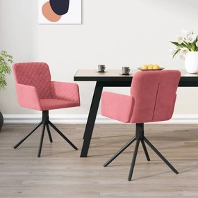 vidaXL Cadeiras de jantar giratórias 2 pcs veludo rosa
