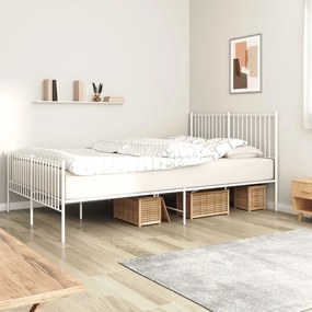 Estrutura de cama com cabeceira e pés 150x200 cm metal branco