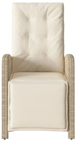 Cadeiras jardim reclináveis 2 pcs c/ apoio de pés vime PE bege