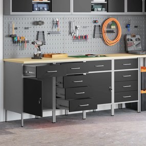 Conjunto de Mobiliário de Trabalho de 4 Peças em Preto e Cinza de Made