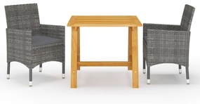 3068684 vidaXL 3 pcs conjunto de jantar para jardim cinzento