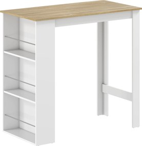 HOMCOM Mesa Alta Cozinha Mesa Bar com 3 Prateleiras Branco Estilo Moderno 112x57x106 cm | Aosom Portugal