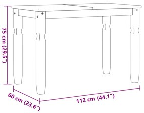 Mesa de jantar Corona 112x60x75 cm madeira pinho maciça cinza
