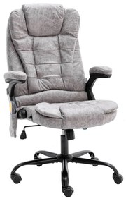 Cadeira escritório c/ massagem couro genuíno cinzento-claro