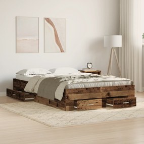 Cama com Gavetas vidaXL Madeira Velha 120x190 cm Madeira de Engenharia