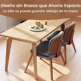 Cadeira auxiliar sem braços com encosto curvo e assento acolchoado largo para sala de jantar, sala de estar ou escritório 59 x 55 x 77 cm cor Nogueira