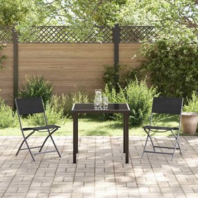 Conjunto de Jantar de Jardim 3 Peças Preto em Textileno e Aço