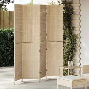 vidaXL Divisória de Ambiente 4 Painéis Dobrável Bege 196x200 cm Rattan Sintético