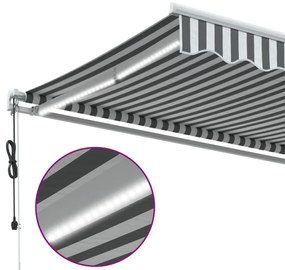 Toldo retrátil automático com LED 500x300 cm antracite/branco
