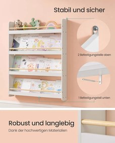 Estante para quarto infantil 12 x 80 x 100 cm com 4 prateleiras em branco