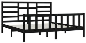 Estrutura de cama 200x200 cm madeira de pinho maciça preto