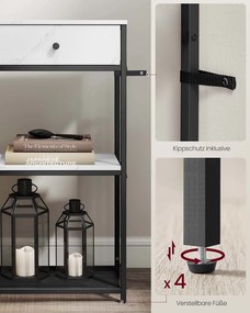 Mesa consola estreita com duas gavetas em tecido 24 x 76 x 80 cm Branco + Preto