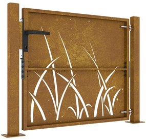 Portão de jardim 105x105 cm aço corten design erva