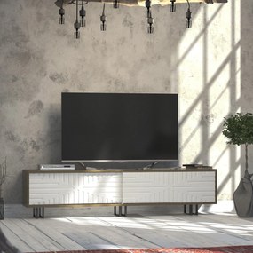 Móvel TV Askal – Carvalho e Branco – 180x47,4x35 cm