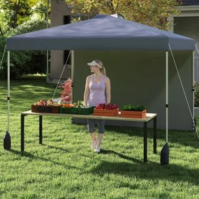 Tenda Pop up portátil para jardim, festas, eventos de 3 x 3 m com parede lateral, 4 x Sacos de areia e com bolsa enrolável cinzenta.