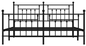 Estrutura de cama com cabeceira e pés 183x213 cm metal preto