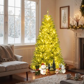 Árvore de Natal artificial 180 cm pré-iluminada com dobradiças, com 700 luzes LED, 680 pontas de ramos, controle remoto e temporizador verde