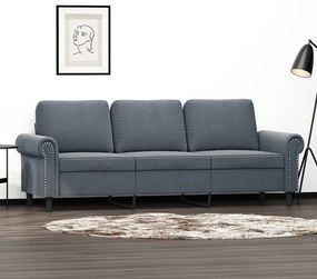 Sofá de 3 lugares 180 cm veludo cinza-escuro