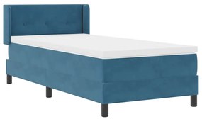 Cama Box Spring vidaXL com Colchão Azul Escuro 100x200 cm Veludo