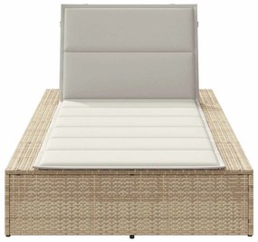 Espreguiçadeira com almofada flutuante vime PE bege
