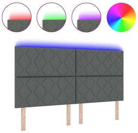 Cabeceira LED vidaXL Design Blocos de Diamante Cinza Escuro 180 cm Tec