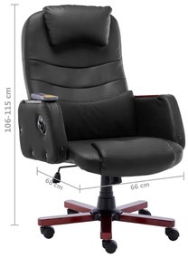 Cadeira de escritório c/ função massagem couro artificial preto