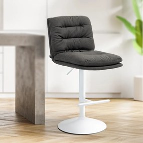 Banco de bar Damar em tecido com estrutura branca 94-116 x 42 x 56 cm Cinzento escuro