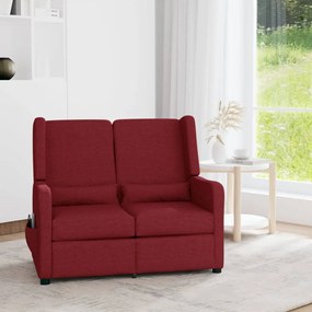 vidaXL Sofá de massagens reclinável 2 lugares tecido vermelho tinto