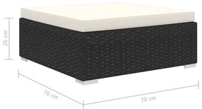 9 pcs conjunto lounge de jardim c/ almofadões vime PE preto