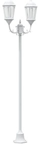 Poste de Luz de Jardim 2-Lâmpada E27 Branco 220 cm Alumínio