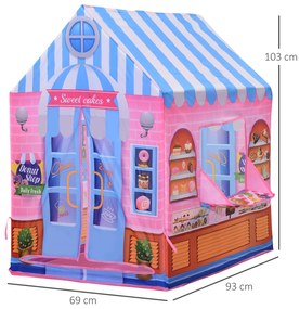 HOMCOM Loja de doces para brincar Zona infantil Presente fácil de montar para crianças 93x69 x103cm 0,75 kg Rosa