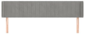 Cabeceira de cama c/ abas veludo 147x16x78/88 cm cinzento-claro