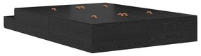 Estrutura de Cama com Arrumação Carvalho Preto 140x190 cm